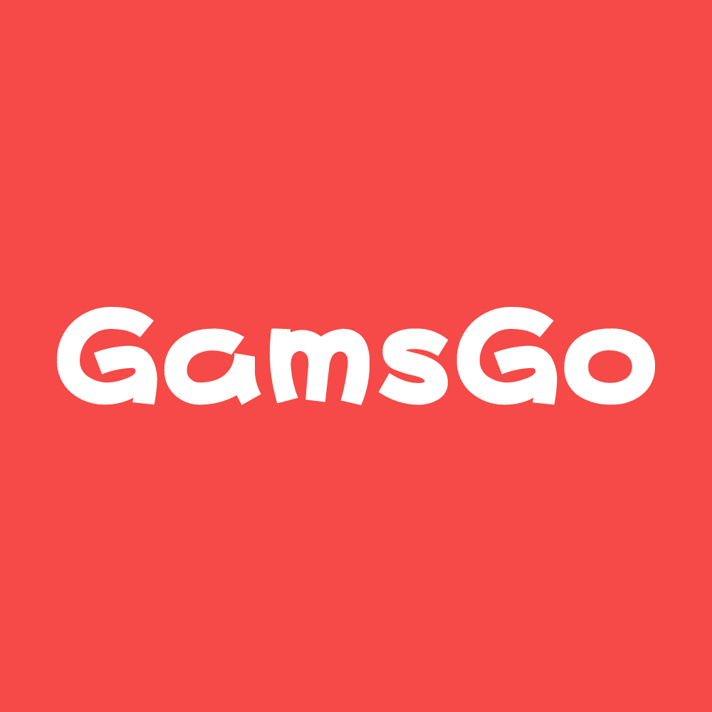 GamsGo Red background, white text 1000x1000